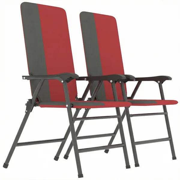 Folding Patio Chairs Set of 2, Padded High Back Lawn Camping Chairs with Armrests, 600D Oxford Fabric, Red - product image 1