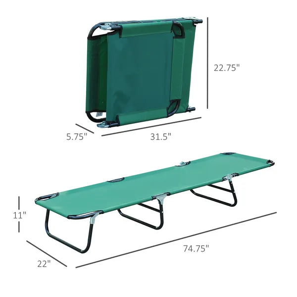 Outsunny Folding Patio Lounger Chair, Green, 5-Level Adjustable Back, Breathable, Sun Recliner, for Camping, Beach, Pool - product image 3