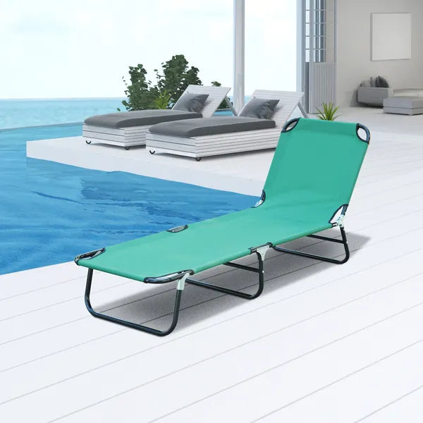 Outsunny Folding Patio Lounger Chair, Green, 5-Level Adjustable Back, Breathable, Sun Recliner, for Camping, Beach, Pool - product image 2