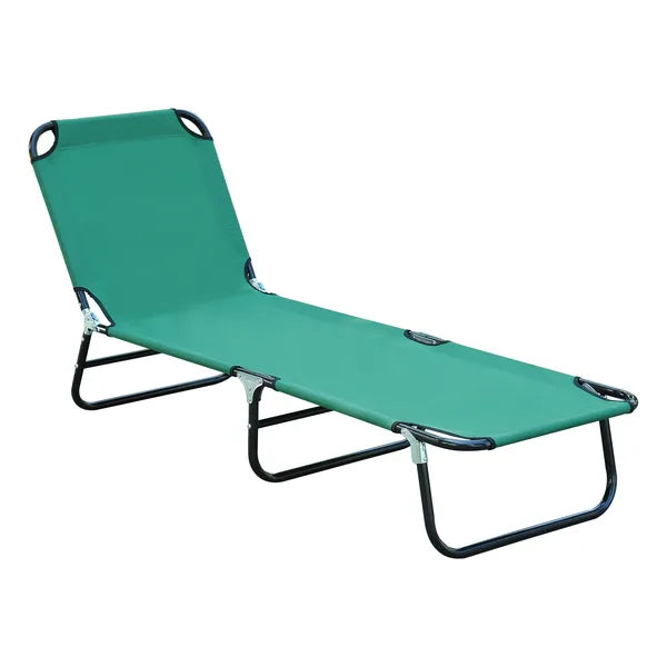 Outsunny Folding Patio Lounger Chair, Green, 5-Level Adjustable Back, Breathable, Sun Recliner, for Camping, Beach, Pool - product image 1