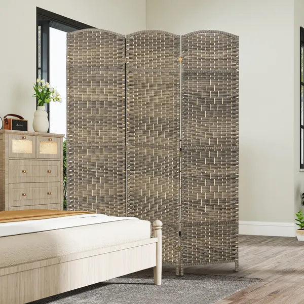 HOMCOM Folding Room Divider Screen 3 Panel 6' Tall Privacy Screen Freestanding Wood Partition for Home Office, Dark Rustic Oak - product image 8