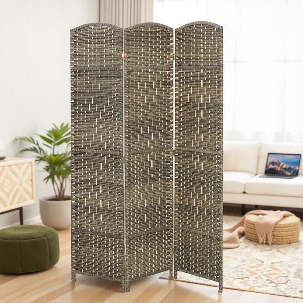 HOMCOM Folding Room Divider Screen 3 Panel 6' Tall Privacy Screen Freestanding Wood Partition for Home Office, Dark Rustic Oak - product image 10
