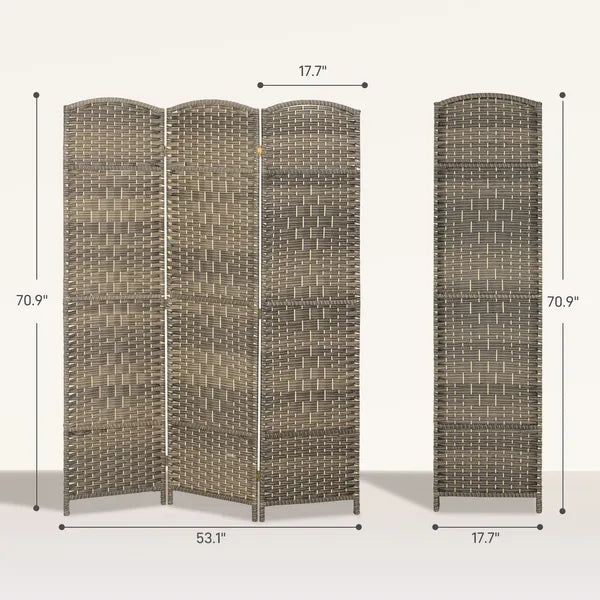 HOMCOM Folding Room Divider Screen 3 Panel 6' Tall Privacy Screen Freestanding Wood Partition for Home Office, Dark Rustic Oak - product image 3