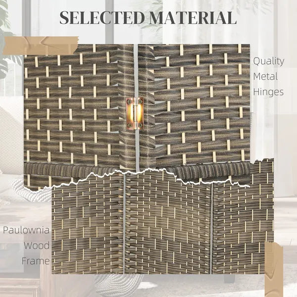 HOMCOM Folding Room Divider Screen 3 Panel 6' Tall Privacy Screen Freestanding Wood Partition for Home Office, Dark Rustic Oak - product image 6