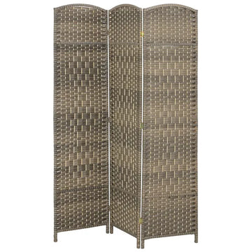 HOMCOM Folding Room Divider Screen 3 Panel 6' Tall Privacy Screen Freestanding Wood Partition for Home Office, Dark Rustic Oak - product image 1