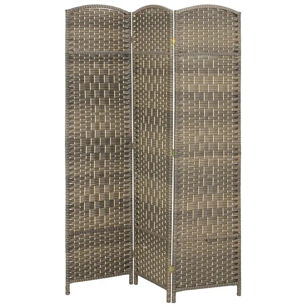 HOMCOM Folding Room Divider Screen 3 Panel 6' Tall Privacy Screen Freestanding Wood Partition for Home Office, Dark Rustic Oak - product image 1
