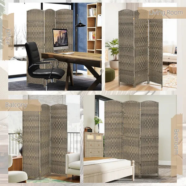 HOMCOM Folding Room Divider Screen 3 Panel 6' Tall Privacy Screen Freestanding Wood Partition for Home Office, Dark Rustic Oak - product image 7