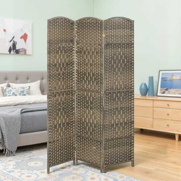 HOMCOM Folding Room Divider Screen 3 Panel 6' Tall Privacy Screen Freestanding Wood Partition for Home Office, Dark Rustic Oak - product image 2