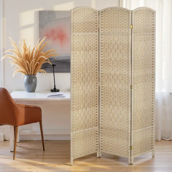 HOMCOM Folding Room Divider Screen 3 Panel 6' Tall Privacy Screen Freestanding Wood Partition for Home Office, Washed Oak - product image 9