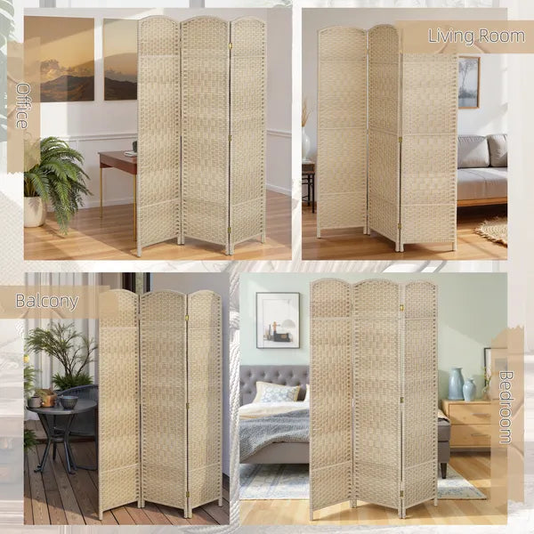 HOMCOM Folding Room Divider Screen 3 Panel 6' Tall Privacy Screen Freestanding Wood Partition for Home Office, Washed Oak - product image 7