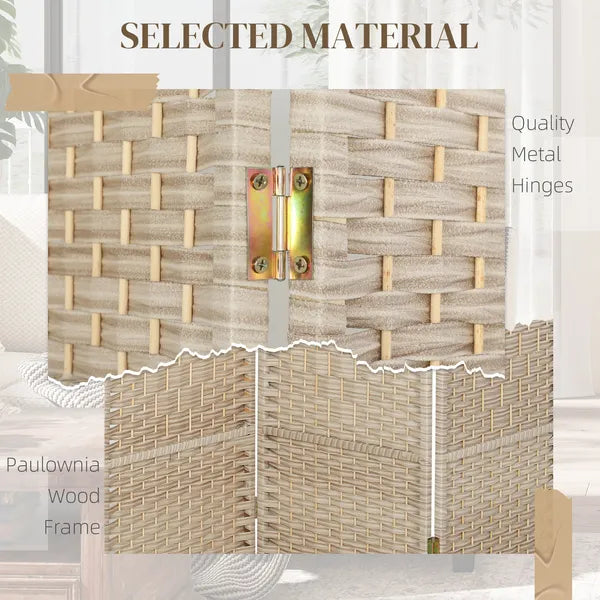 HOMCOM Folding Room Divider Screen 3 Panel 6' Tall Privacy Screen Freestanding Wood Partition for Home Office, Washed Oak - product image 6
