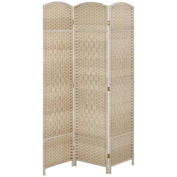 HOMCOM Folding Room Divider Screen 3 Panel 6' Tall Privacy Screen Freestanding Wood Partition for Home Office, Washed Oak - product image 1