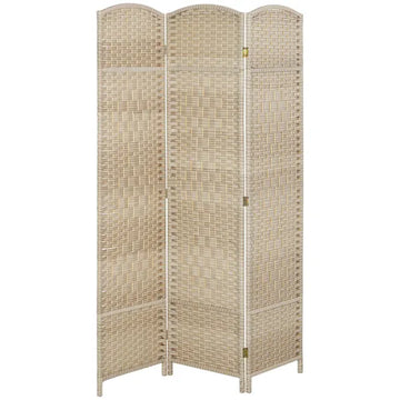 HOMCOM Folding Room Divider Screen 3 Panel 6' Tall Privacy Screen Freestanding Wood Partition for Home Office, Washed Oak - product image 1