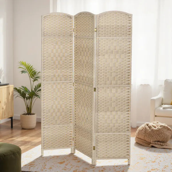 HOMCOM Folding Room Divider Screen 3 Panel 6' Tall Privacy Screen Freestanding Wood Partition for Home Office, Washed Oak - product image 2