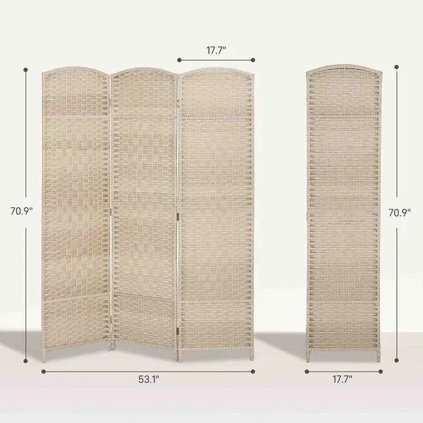 HOMCOM Folding Room Divider Screen 3 Panel 6' Tall Privacy Screen Freestanding Wood Partition for Home Office, Washed Oak - product image 3