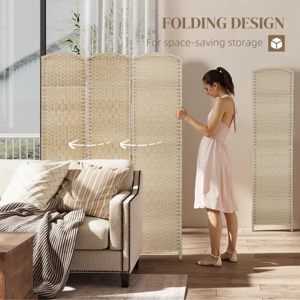 HOMCOM Folding Room Divider Screen 3 Panel 6' Tall Privacy Screen Freestanding Wood Partition for Home Office, Washed Oak - product image 4