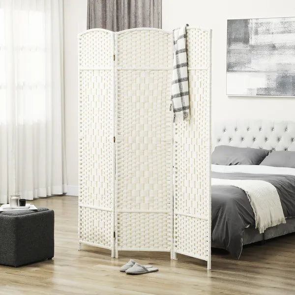 Folding Room Divider Screen 3 Panel 6' Tall Privacy Screen Freestanding Wood Partition for Home Office, White - product image 10