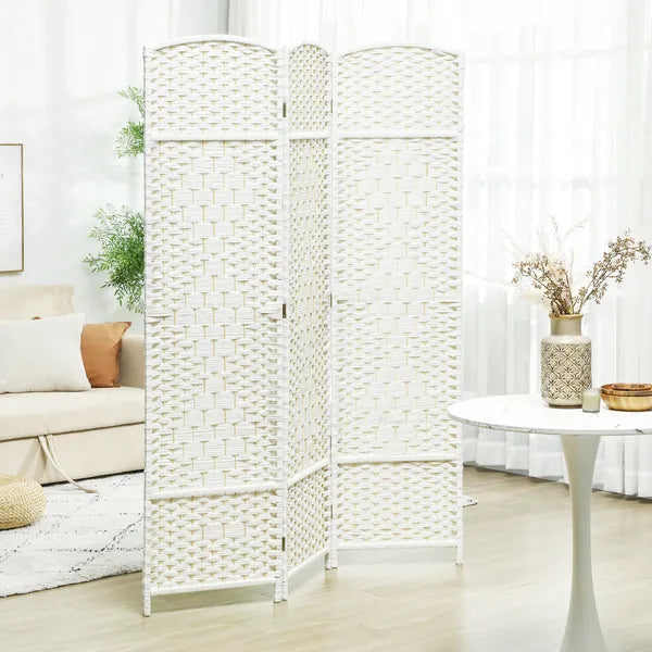 Folding Room Divider Screen 3 Panel 6' Tall Privacy Screen Freestanding Wood Partition for Home Office, White - product image 2