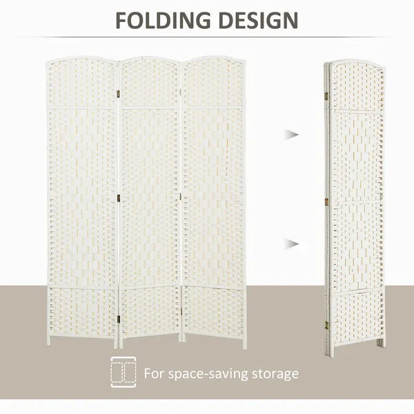 Folding Room Divider Screen 3 Panel 6' Tall Privacy Screen Freestanding Wood Partition for Home Office, White - product image 4