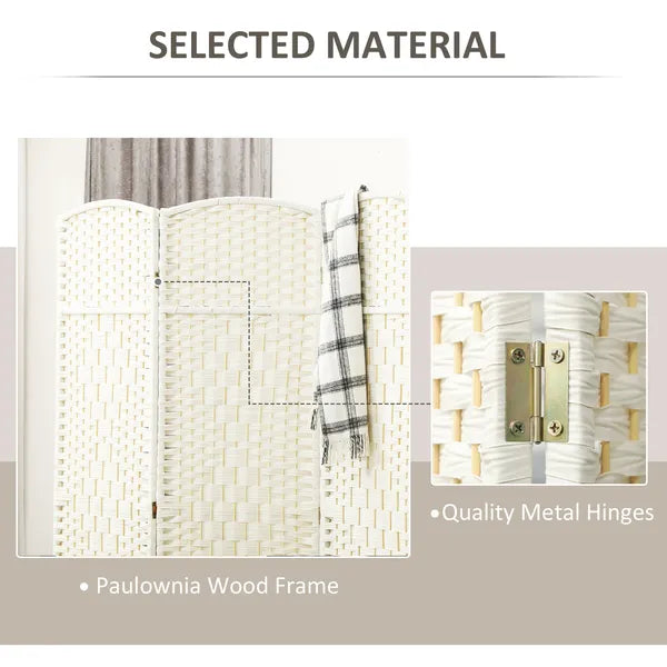 Folding Room Divider Screen 3 Panel 6' Tall Privacy Screen Freestanding Wood Partition for Home Office, White - product image 6
