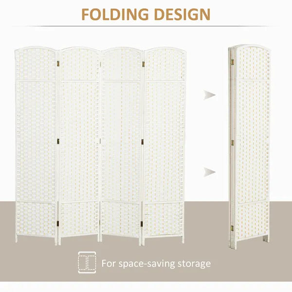 Folding Room Divider Screen 4 Panel 5.6 ' Tall Privacy Screen Freestanding Room Partition for Home Office, White - product image 5