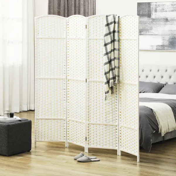 Folding Room Divider Screen 4 Panel 5.6 ' Tall Privacy Screen Freestanding Room Partition for Home Office, White - product image 10