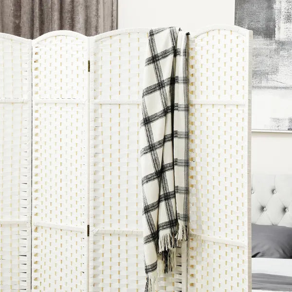 Folding Room Divider Screen 4 Panel 5.6 ' Tall Privacy Screen Freestanding Room Partition for Home Office, White - product image 7