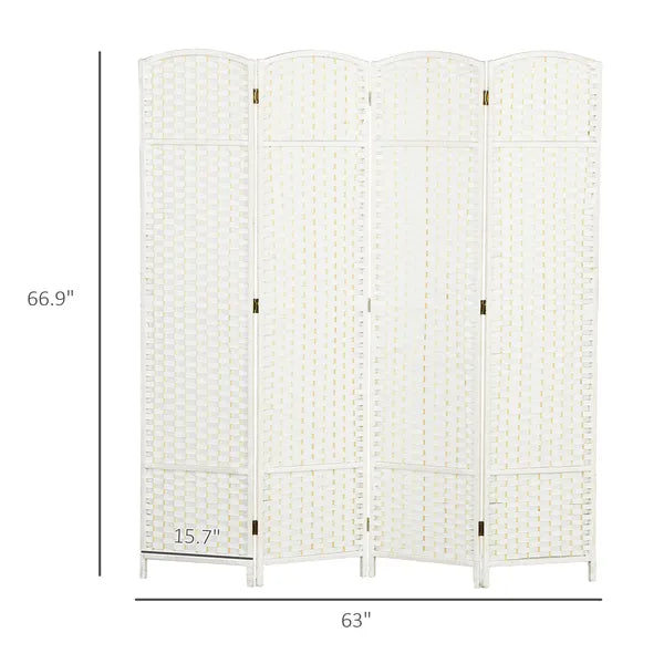 Folding Room Divider Screen 4 Panel 5.6 ' Tall Privacy Screen Freestanding Room Partition for Home Office, White - product image 3