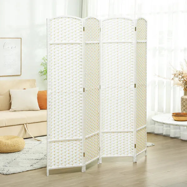 Folding Room Divider Screen 4 Panel 5.6 ' Tall Privacy Screen Freestanding Room Partition for Home Office, White - product image 2
