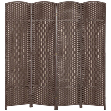 Folding Room Divider Screen 4 Panel 6' Tall Privacy Screen Freestanding Wood Partition for Home Office, Brown - product image 1