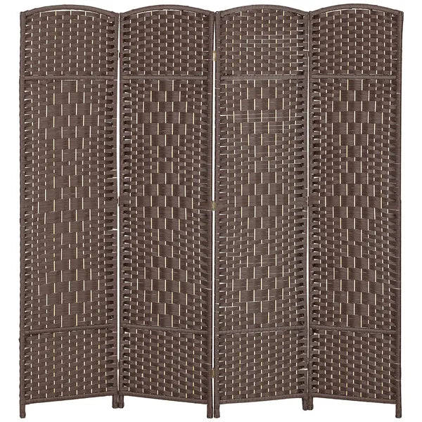 Folding Room Divider Screen 4 Panel 6' Tall Privacy Screen Freestanding Wood Partition for Home Office, Brown - product image 1