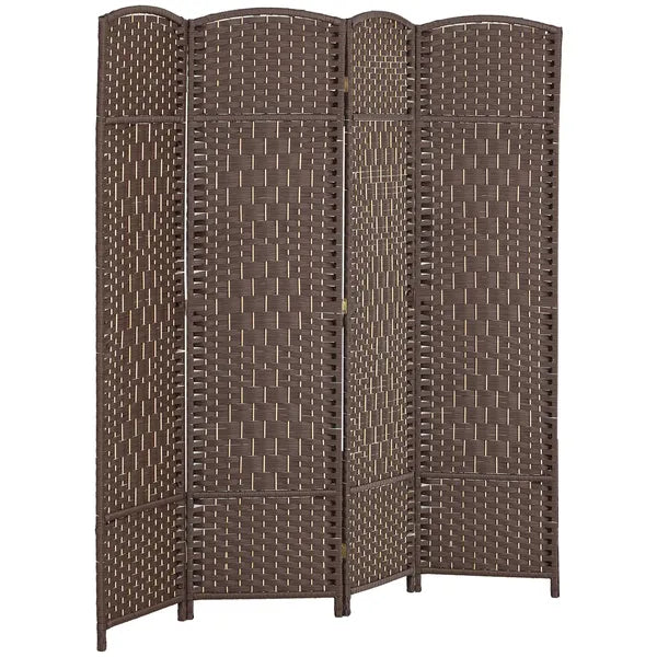 Folding Room Divider Screen 4 Panel 6' Tall Privacy Screen Freestanding Wood Partition for Home Office, Brown - product image 11
