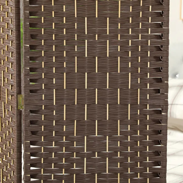 Folding Room Divider Screen 4 Panel 6' Tall Privacy Screen Freestanding Wood Partition for Home Office, Brown - product image 8