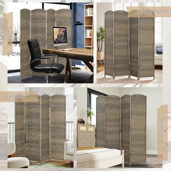 HOMCOM Folding Room Divider Screen 4 Panel 6' Tall Privacy Screen Freestanding Wood Partition for Home Office, Dark Rustic Oak - product image 7