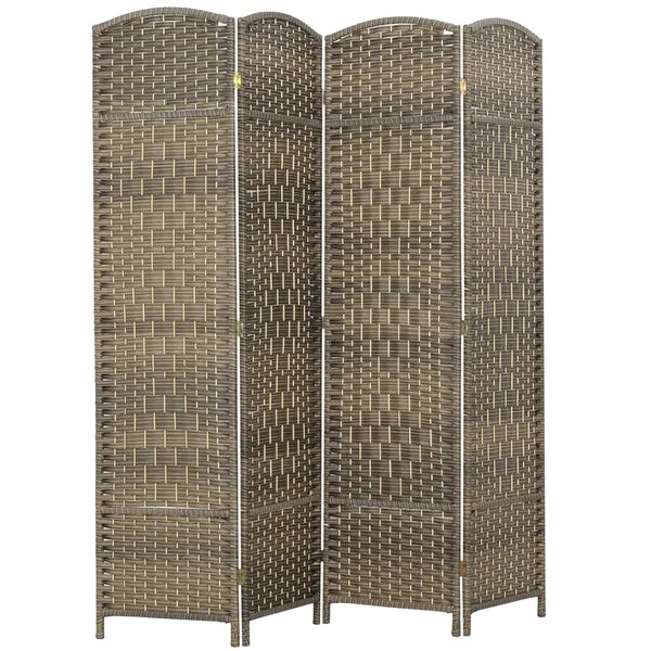 HOMCOM Folding Room Divider Screen 4 Panel 6' Tall Privacy Screen Freestanding Wood Partition for Home Office, Dark Rustic Oak - product image 11