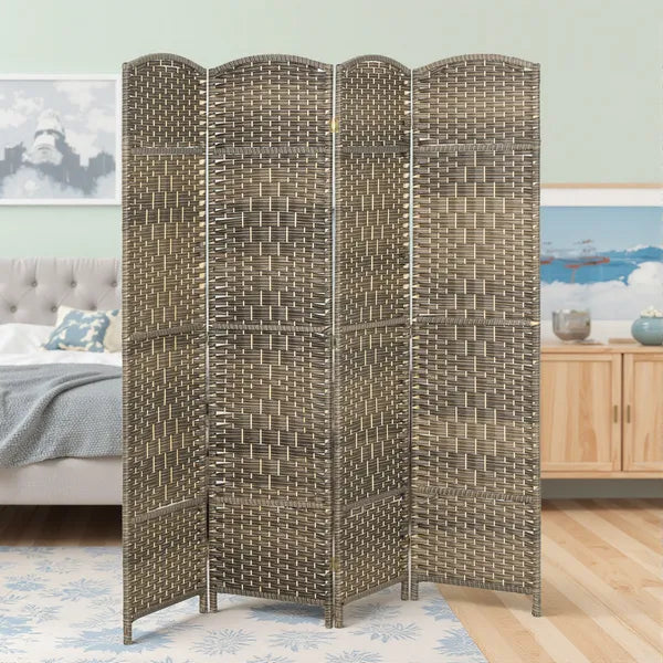 HOMCOM Folding Room Divider Screen 4 Panel 6' Tall Privacy Screen Freestanding Wood Partition for Home Office, Dark Rustic Oak - product image 2