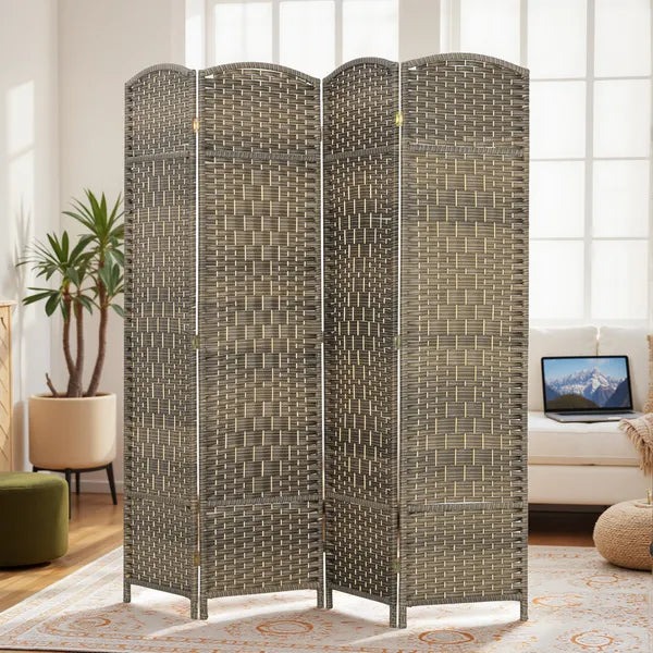 HOMCOM Folding Room Divider Screen 4 Panel 6' Tall Privacy Screen Freestanding Wood Partition for Home Office, Dark Rustic Oak - product image 10