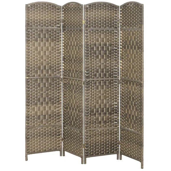HOMCOM Folding Room Divider Screen 4 Panel 6' Tall Privacy Screen Freestanding Wood Partition for Home Office, Dark Rustic Oak - product image 1