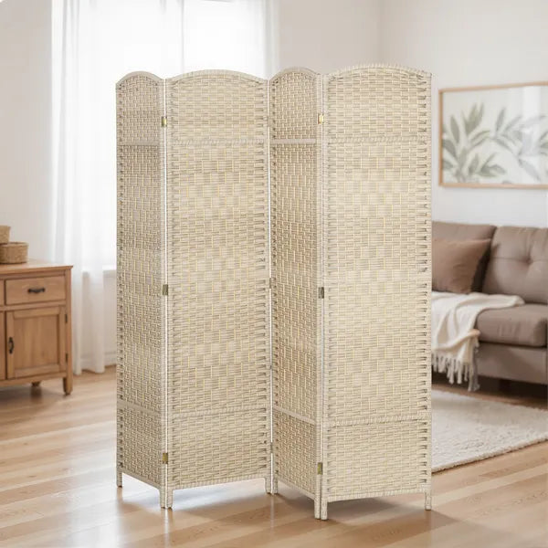 HOMCOM Folding Room Divider Screen 4 Panel 6' Tall Privacy Screen Freestanding Wood Partition for Home Office, Washed Oak - product image 9