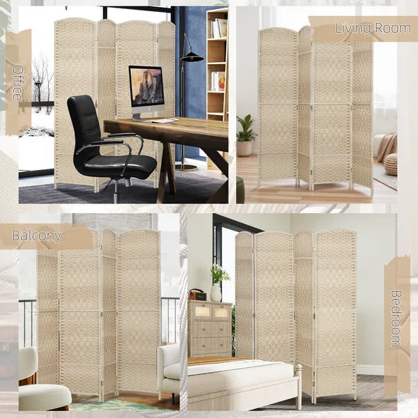 HOMCOM Folding Room Divider Screen 4 Panel 6' Tall Privacy Screen Freestanding Wood Partition for Home Office, Washed Oak - product image 7