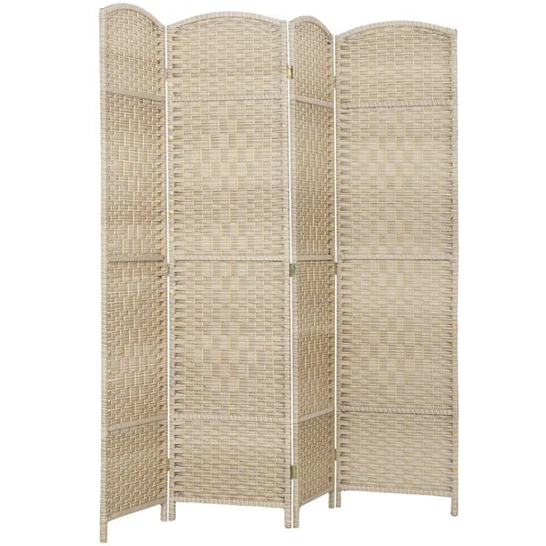 HOMCOM Folding Room Divider Screen 4 Panel 6' Tall Privacy Screen Freestanding Wood Partition for Home Office, Washed Oak - product image 1