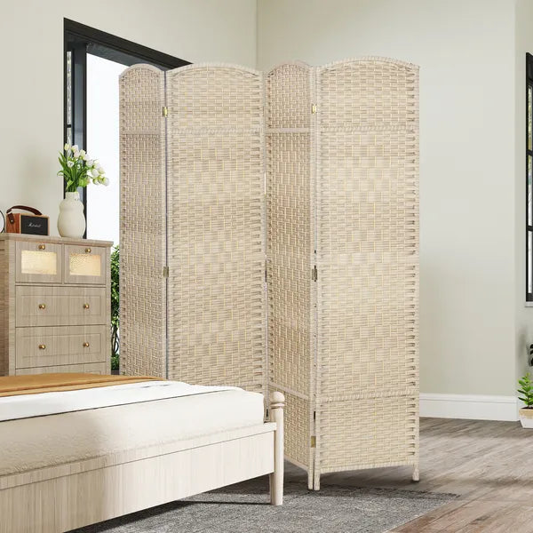 HOMCOM Folding Room Divider Screen 4 Panel 6' Tall Privacy Screen Freestanding Wood Partition for Home Office, Washed Oak - product image 8