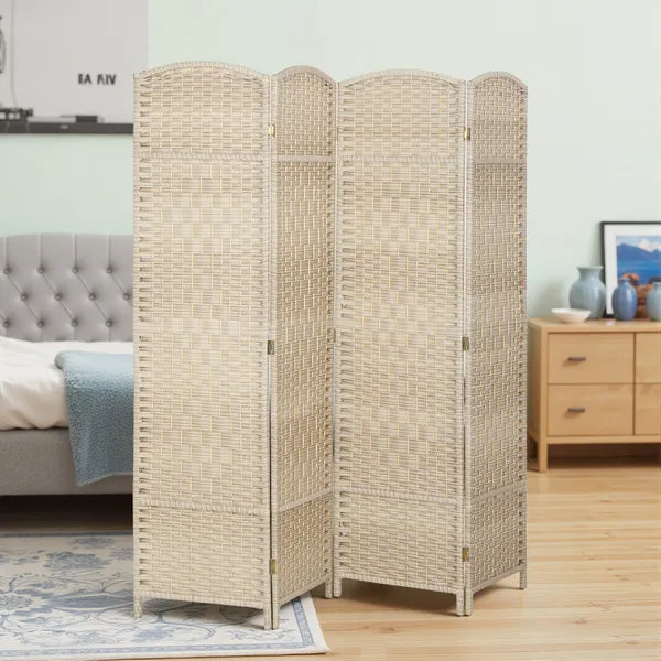 HOMCOM Folding Room Divider Screen 4 Panel 6' Tall Privacy Screen Freestanding Wood Partition for Home Office, Washed Oak - product image 2