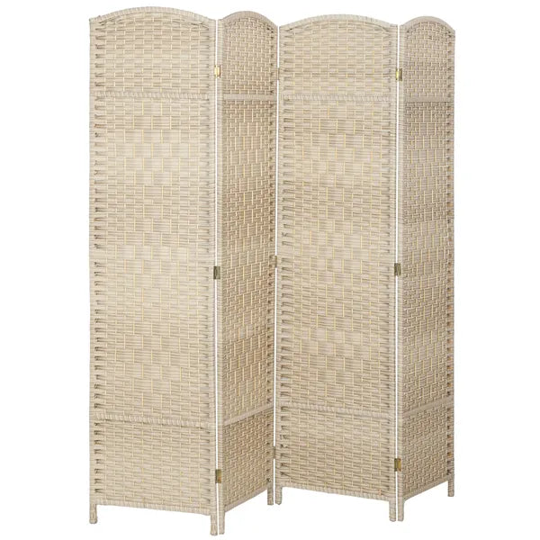 HOMCOM Folding Room Divider Screen 4 Panel 6' Tall Privacy Screen Freestanding Wood Partition for Home Office, Washed Oak - product image 11