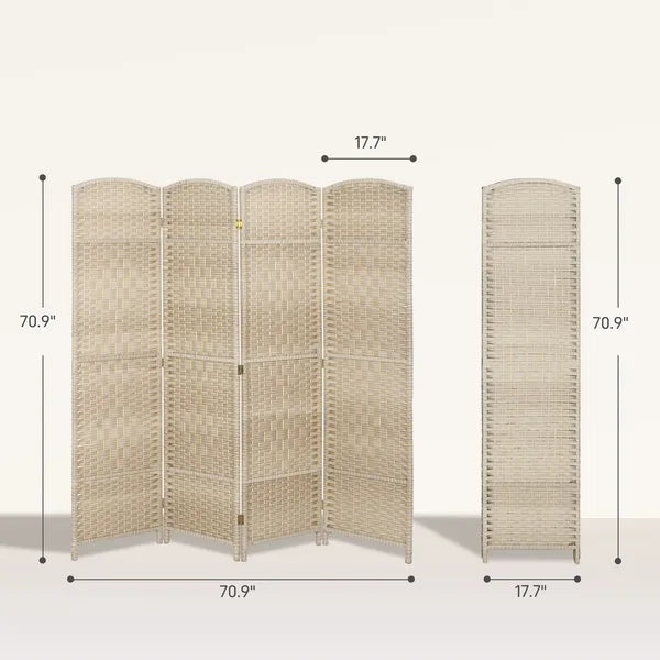 HOMCOM Folding Room Divider Screen 4 Panel 6' Tall Privacy Screen Freestanding Wood Partition for Home Office, Washed Oak - product image 3
