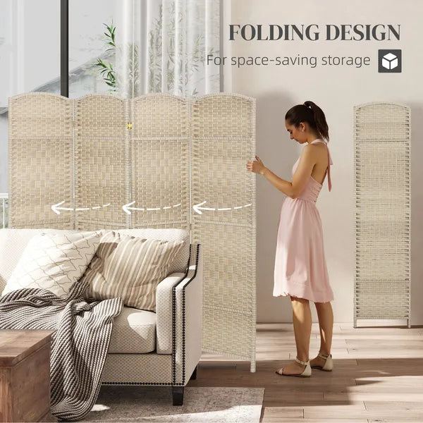 HOMCOM Folding Room Divider Screen 4 Panel 6' Tall Privacy Screen Freestanding Wood Partition for Home Office, Washed Oak - product image 4