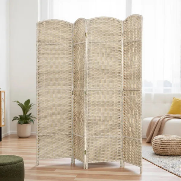 HOMCOM Folding Room Divider Screen 4 Panel 6' Tall Privacy Screen Freestanding Wood Partition for Home Office, Washed Oak - product image 10
