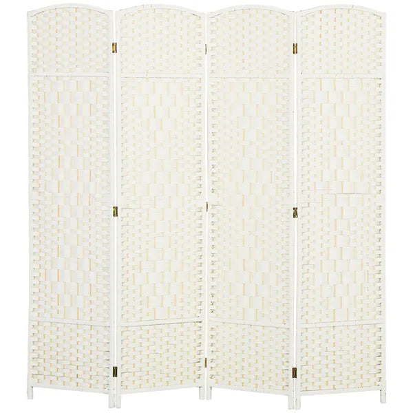 HOMCOM Folding Room Divider Screen 4 Panel 6' Tall Privacy Screen Freestanding Wood Partition for Home Office, White - product image 1