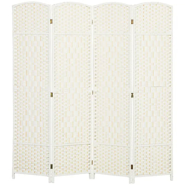 HOMCOM Folding Room Divider Screen 4 Panel 6' Tall Privacy Screen Freestanding Wood Partition for Home Office, White - product image 1