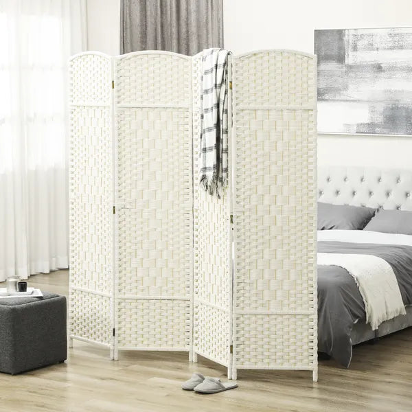 HOMCOM Folding Room Divider Screen 4 Panel 6' Tall Privacy Screen Freestanding Wood Partition for Home Office, White - product image 10